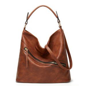 NWT Handbag Large Size Hobo Bag / Purse Faux Leather Brown